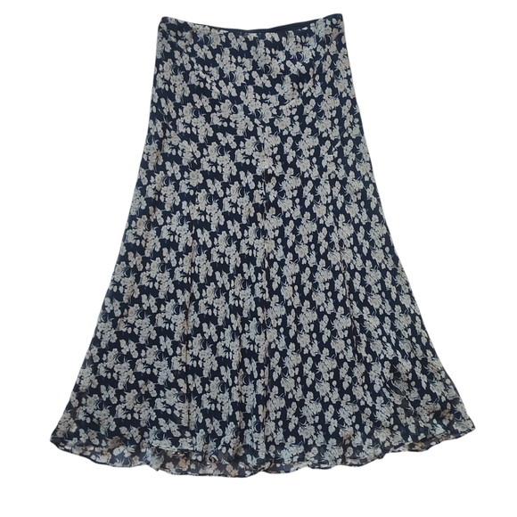 Lauren Ralph Lauren Dresses & Skirts - Ralph Lauren 100% Silk Navy Blue Maxi Skirt W/Floral Print P/S